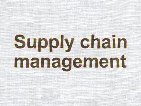 Marketing concept: CMYK Supply Chain Management on linen fabric texture background, 3d render