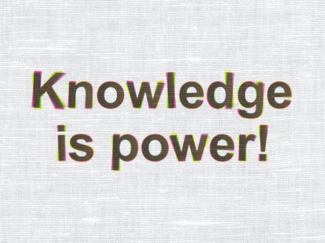 Education concept: CMYK Knowledge Is power! on linen fabric texture background, 3d render