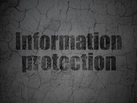 Privacy concept: Black Information Protection on grunge textured concrete wall background, 3d render