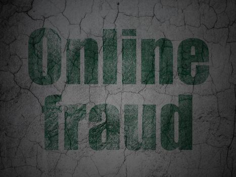 Protection concept: Green Online Fraud on grunge textured concrete wall background, 3d render