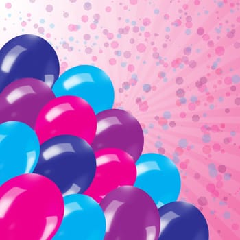 Pink Holiday's background with balloons and bokeh
