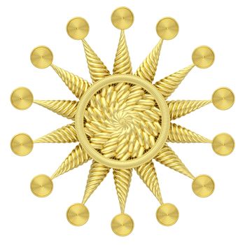 Golden star symbol isolated on white background. High resolution 3D image