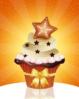 illustration of Christmas cupcake