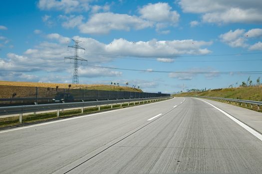 Empty highway lanes point of view