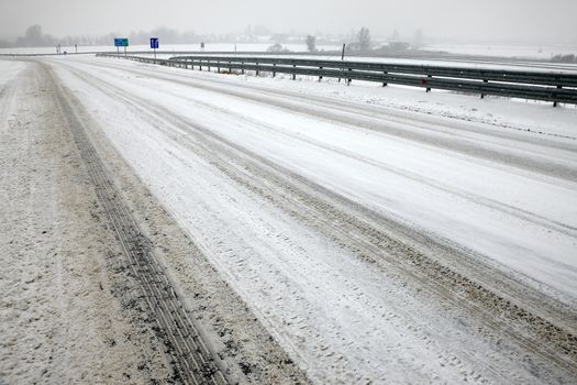 Main road after heavy snowfall