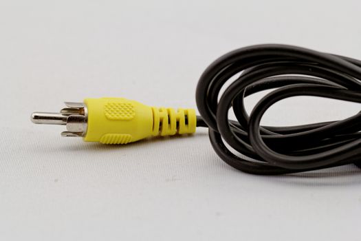 only yellow video RCA cable on a white background