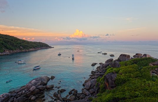 Sunrise over the Andaman Sea. Similan's island, Thailand