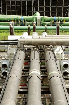 industrial pipes in a electricity power plant