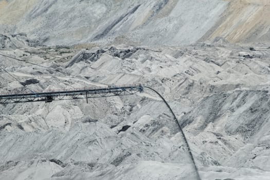 Coal mining in an open pit with huge industrial machine