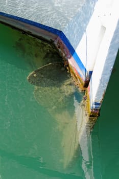 dirty propeller of an old ship in sea water