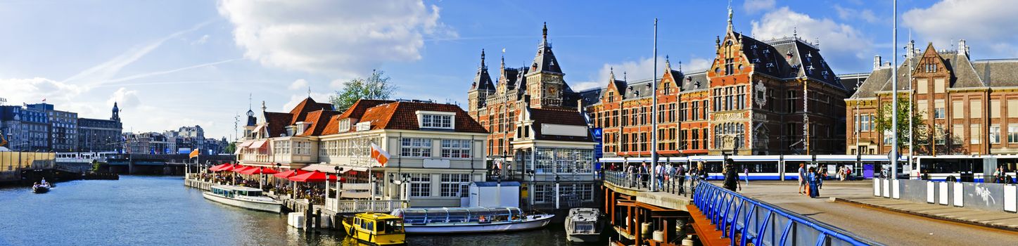 Panorama from Amsterdam in the Netherlands with the central station