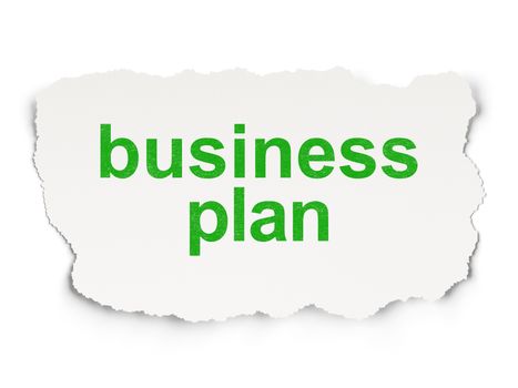 Finance concept: torn paper with words Business Plan on Paper background, 3d render