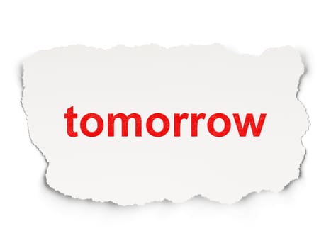 Time concept: torn paper with words Tomorrow on Paper background, 3d render