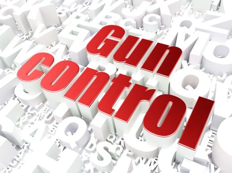 Safety concept: Gun Control on alphabet  background, 3d render