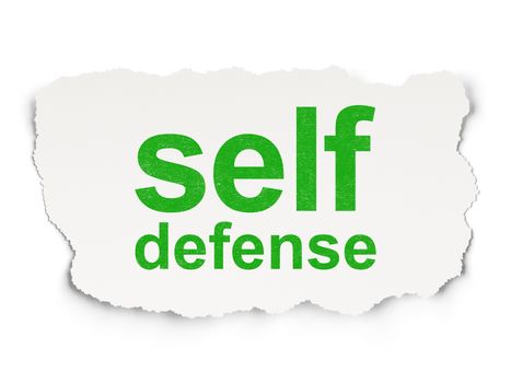 Safety concept: torn paper with words Self Defense on Paper background, 3d render