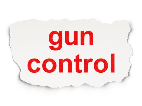 Privacy concept: torn paper with words Gun Control on Paper background, 3d render