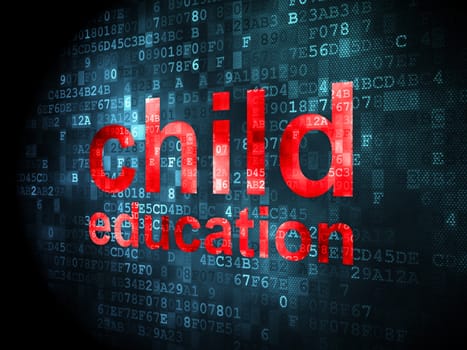 Education concept: pixelated words Child Education on digital background, 3d render