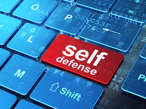 Security concept: computer keyboard with word Self Defense on enter button background, 3d render