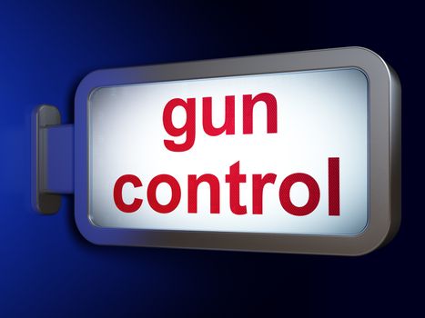 Safety concept: Gun Control on advertising billboard background, 3d render