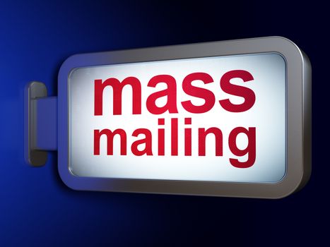Marketing concept: Mass Mailing on advertising billboard background, 3d render