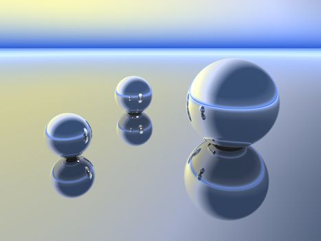 Spheres in Conversation - Shiny clean chrome globes in an abstract form of conversing.