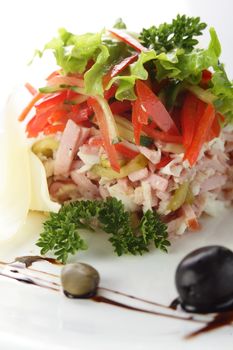 fresh and tasty salad with pepper and tomato