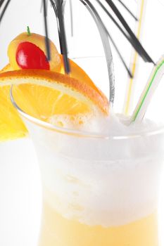 fresh and cold cocktail on white background