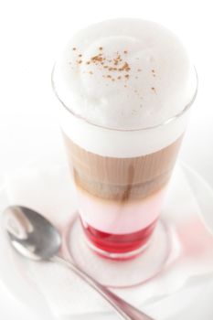 white cup of coffee on white background