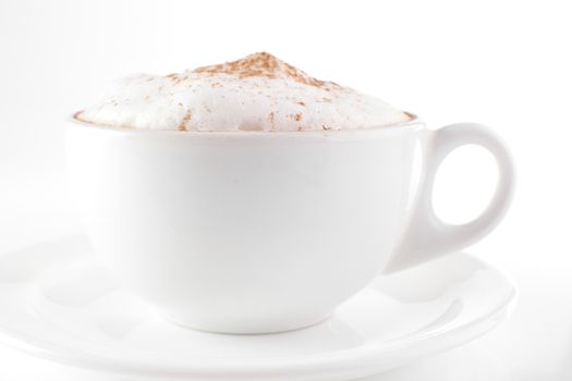 white cup of coffee on white background