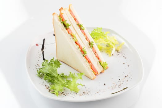 fresh and tasty sandwich on white background