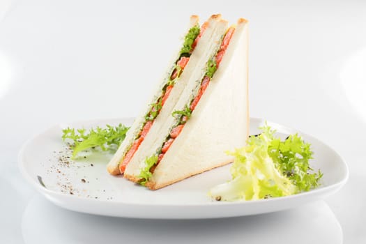 fresh and tasty sandwich on white background