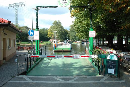 CAPUTH, GERMANY - SEPTEMBER 21: Car and passenger ferry in Caputh city in Germany 21.09.2013