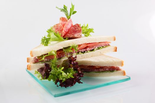 fresh and tasty sandwich on white background