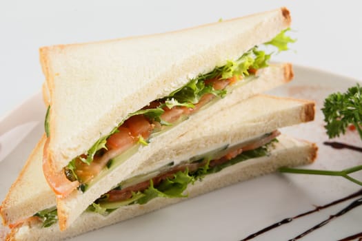 fresh and tasty sandwich on white background