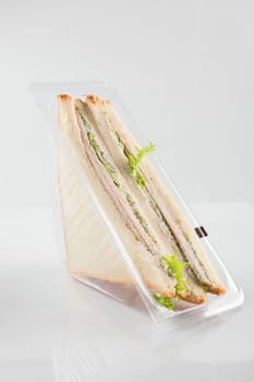 fresh and tasty sandwich on white background