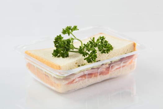 fresh and tasty sandwich on white background