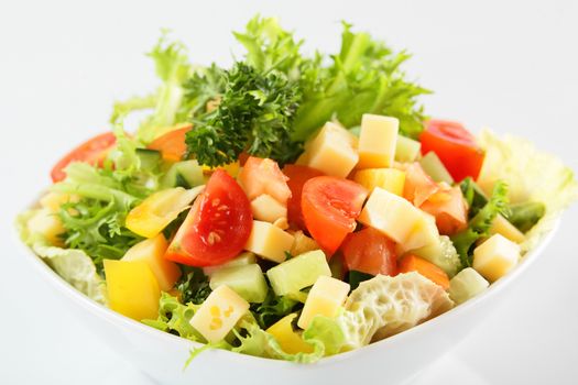 fresh and tasty salad on white background