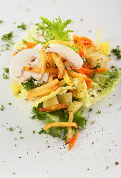 fresh and tasty salad on white background