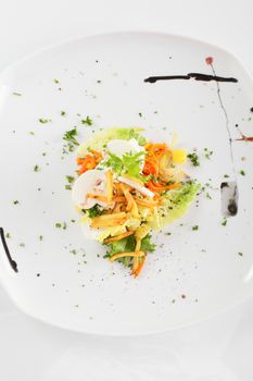 fresh and tasty salad on white background