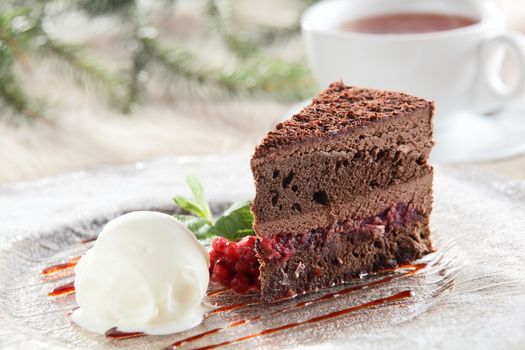 tasty fresh and sweet cake on the table