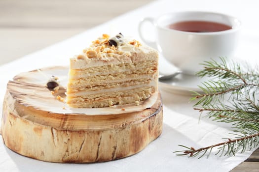 tasty fresh and sweet cake on the table