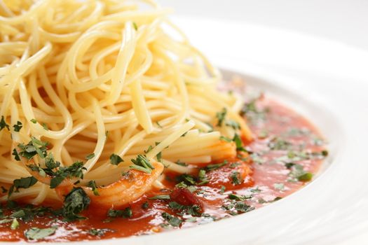 hot fresh and tasty pasta with sauce on white dish
