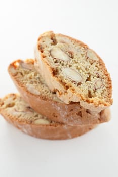 sweet and tasty cantuccini on white background