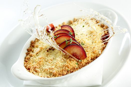 sweet and tasty cake with apples and caramel