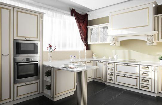 brand new and modern kitchen in european style