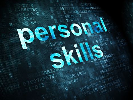 Education concept: pixelated words Personal Skills on digital background, 3d render