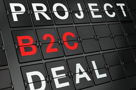 Finance concept: B2c on airport board background, 3d render