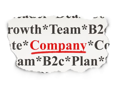 Finance concept: torn newspaper with words Company on Paper background, 3d render