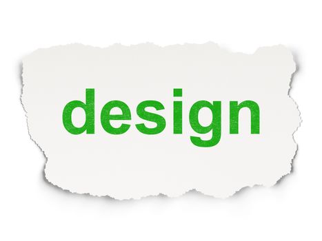 Marketing concept: torn paper with words Design on Paper background, 3d render