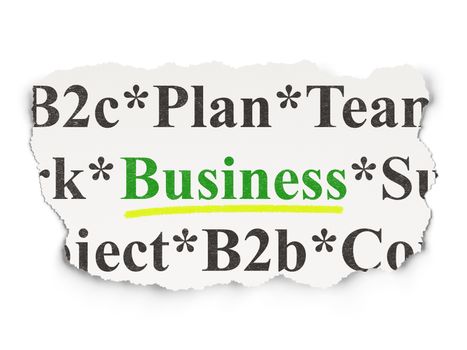 Finance concept: torn newspaper with words Business on Paper background, 3d render